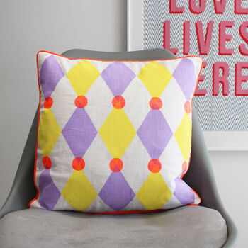 Bright Harlequin Screen Printed Cushion, 4 of 11