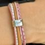 Personalised Pink Memorial Bracelet: Engraved Ashes Keepsake Urn Pendant For Remembrance, thumbnail 2 of 11