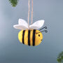 G Decor Handcrafted Queen Buzzy Bee Happy Felt Bee Christmas Tree Ornament, thumbnail 4 of 4