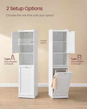 Tall Bathroom Tower With Laundry Hamper, 4 of 6