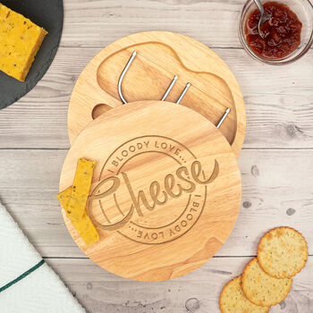 'I Bloody Love Cheese' Design Cheese Board Set, 5 of 7