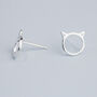 Sterling Silver Cat Head Stud Earrings, thumbnail 3 of 5