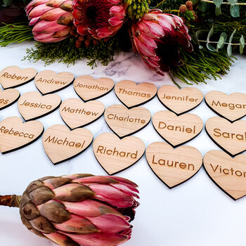 Personalised Wooden Heart Place Name Settings, 4 of 9