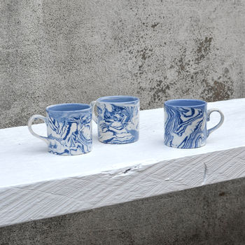 Marbled Blue And White Ceramic Small Coffee Cup, 4 of 5