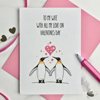 Wife Penguin Themed Valentines Day Card, 2 of 2