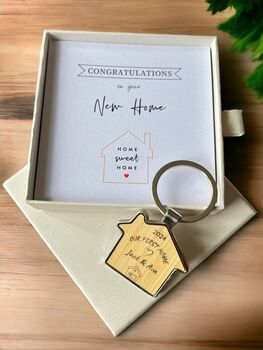 Personalised Our First Home Couple Keyring Set Gift, 2 of 4