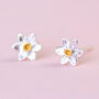 Silver And Gold Daffodil Stud Earrings, thumbnail 3 of 7