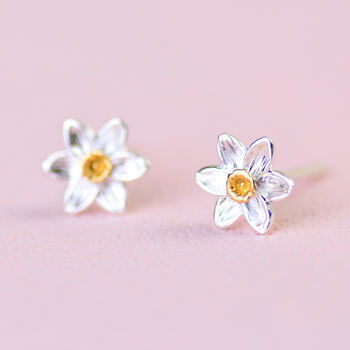 Silver And Gold Daffodil Stud Earrings, 3 of 7