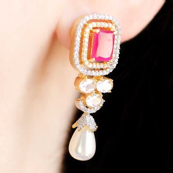 Statement Zircon Drop Earring, 4 of 4