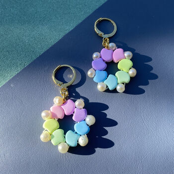 Handmade Pastel Rainbow And Pearl Flower Earrings, 4 of 8