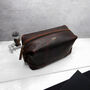 Personalised Special Date Men's Brown Leather Wash Bag, thumbnail 2 of 6