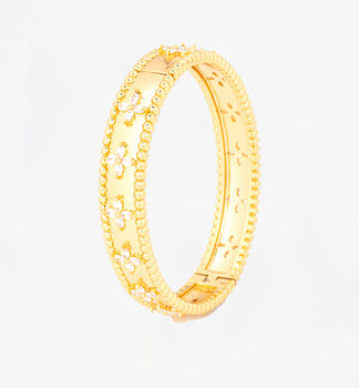 Kinmokusei 18 K Gold Plated Flower Beaded Bangle, 4 of 5