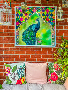 Peacock Illustrated Print, Outdoor Wall Decor, 6 of 10