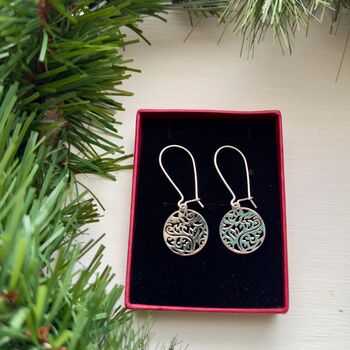 Sterling Silver Disc Drop Earrings, 2 of 7