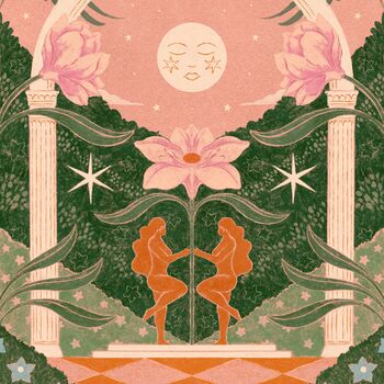 The Night Garden Pink Version, Floral Moon Botanical Art Print, 3 of 3