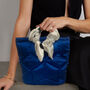 Blue Top Handle Bucket Bag Made In Italy For Women, thumbnail 1 of 2