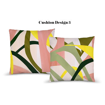 Pink, Green And Yellow Abstract Set Of Cushions, 8 of 8