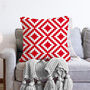 Aztec Theme Cushion Cover With Red And White Colours, thumbnail 2 of 3