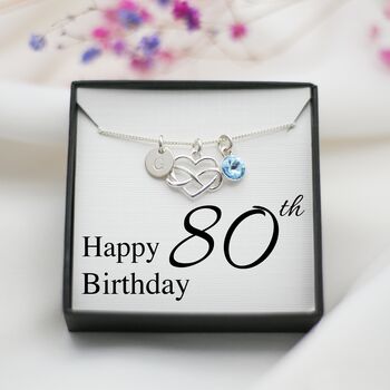 80th Birthday Necklace – Sterling Silver Heart Infinity Charm, Personalised Jewellery Gift For Her, 7 of 8