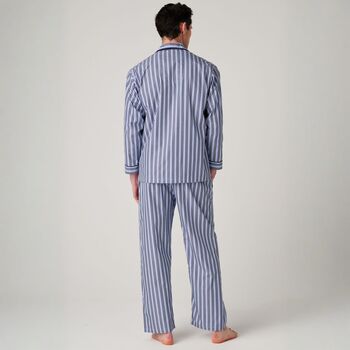 Men's 'Navy Spark' Stripe Crisp Cotton Pyjama Set, 3 of 4