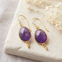 Amethyst Oval Drop Gold Plated Earrings, thumbnail 2 of 12