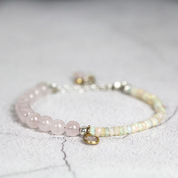 Opal And Rose Quartz Charm Bracelet, 3 of 8
