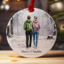 Personalised Couple’s Christmas Bauble – Custom Winter Scene Ornament With Names And Year – Romantic Festive Gift For Couples, thumbnail 1 of 7