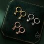 Mismatched Star Dangle Huggie Hoop Earrings, thumbnail 1 of 12