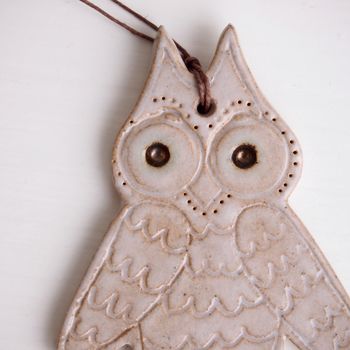 Handmade Ceramic Christmas Owl Ornament Decoration, 7 of 7