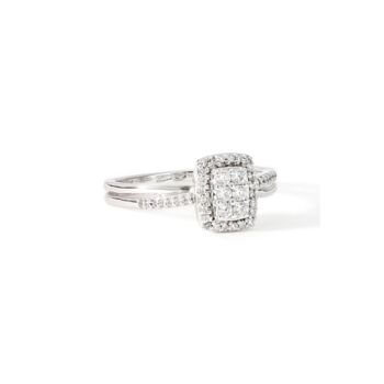White Gold Diamond Pave Halo Engagement Ring, 4 of 5