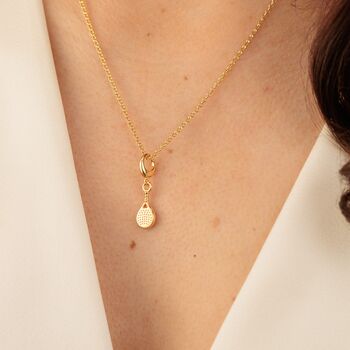 18ct Gold Padel Racket Charm Necklace, 3 of 7
