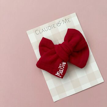 Red Personalised Hair Bow Red Christmas, 3 of 3