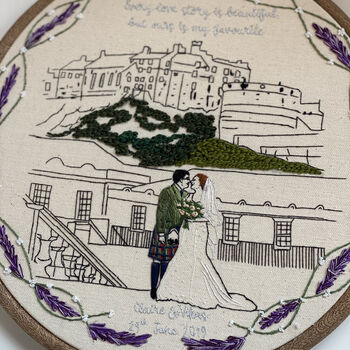 Personalised Hand Embroidered Wedding Venue Portrait, 11 of 12