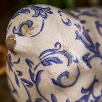 Set Of Two Solene Blue Botanical Bird Ornaments, 5 of 9