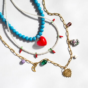 Gold Heart And Ceramic Charm Necklace, 3 of 4