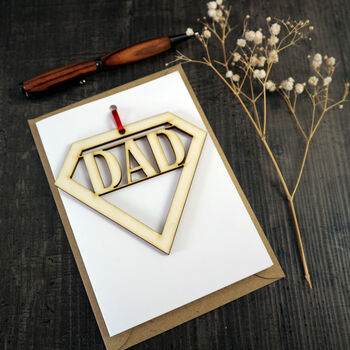 Diamond Dad Father's Day Card With Woodcut Keepsake, 6 of 6