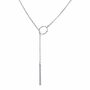 Bar Drop Circle Y Shape Silver Plated Lariat Necklace, thumbnail 6 of 10