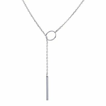 Bar Drop Circle Y Shape Silver Plated Lariat Necklace, 6 of 10