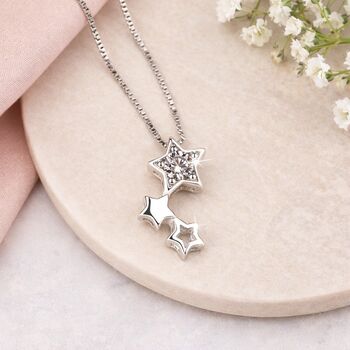 30th Birthday Sterling Silver Three Star Necklace, 2 of 2