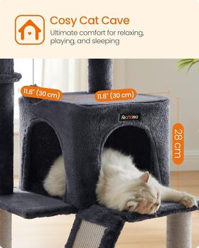 96cm Cat Tree Tower Light Grey With Side Slope, 5 of 9