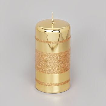 G Decor Gold Glass Effect Striped Glitter Candles, 4 of 5