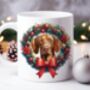 Personalised Vizsla Christmas Wreath Dog Mug, thumbnail 1 of 2