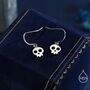 Sterling Silver Cute Skull Drop Hook Earrings, thumbnail 2 of 11