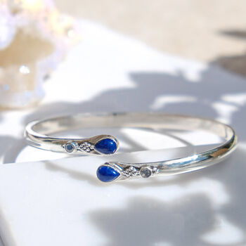 Shakti Lapis Lazuli Sterling Silver Adjustable Bangle, 2 of 9