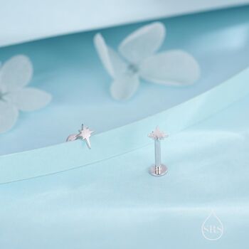 Internally Threaded Starburst Flat Back Earrings In Sterling Silver, 3 of 10