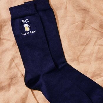 Personalised Beer Navy Socks, 2 of 3