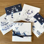 Inky Blue Christmas Robin Cards Set Of Five, thumbnail 1 of 6