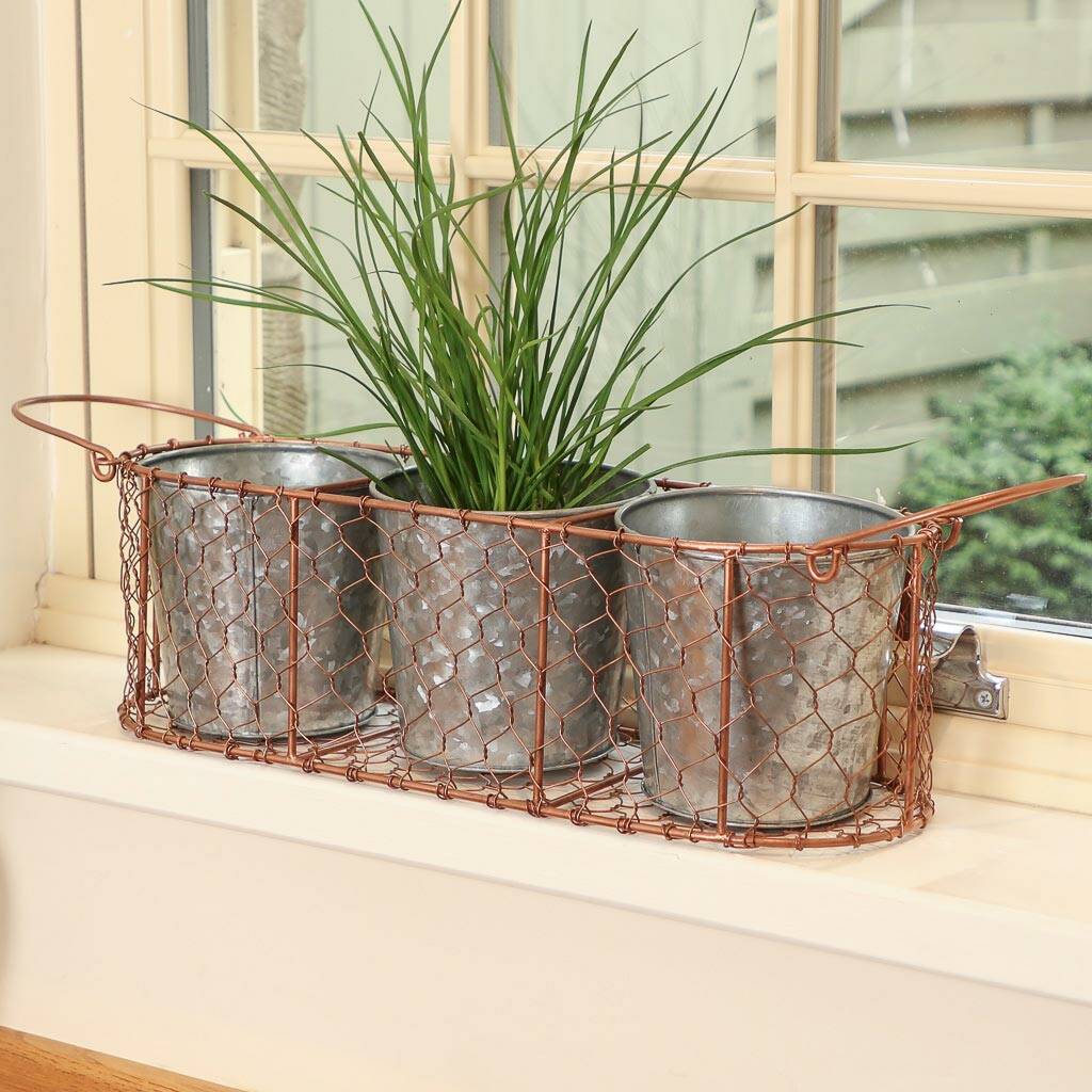 Set Of Three Vintage Metal Planters By Dibor | notonthehighstreet.com