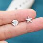 Sterling Silver Seashell And Starfish Stud Earrings, thumbnail 4 of 11