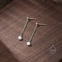 White Opal With Chain Dangle Stud Earrings, thumbnail 2 of 12